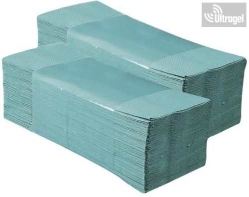 Kéztörlő V hajtogatott, zöld, 1 rétegű, 250 lap, 20x24 cm