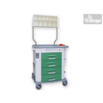   Aneszteziológiai és kötöző kocsi, 4 fiókos - AURION - 83x71cm - zöld