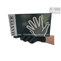 MAXTER NITRIL fekete - PÚDERMENTES 5.5gr vizsgálókesztyű
