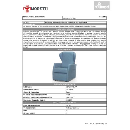 Betegkiültető motoros relax fotel NINFEA