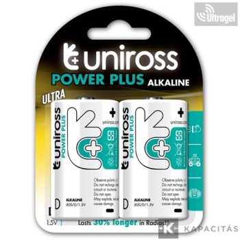   Uniross LR20/BP2 1,5V D/góliát tartós alkáli elem POWER PLUS