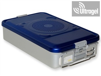 Sterilization box, 2 valves, blue, perforated (465x280x100 /135/150/200mm)