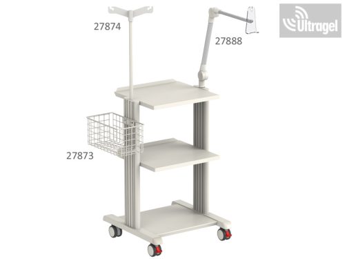 Műszerkocsi 40x36cm, 3 polcos - Opcionális kiegészítőkkel műszerasztal