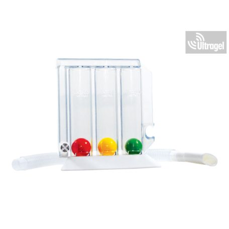 Respiratory function lung exerciser with coloured balls