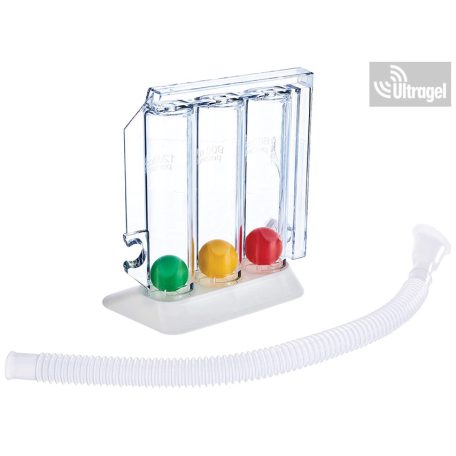 Respiratory function lung exerciser with coloured balls