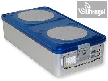 Sterilization box with 4 valves, blue, perforated (580x280x100/135/150/200mm) - Barrier