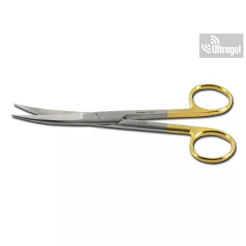   Gold - Olló 14.5cm, Hajlított, Hegyes/Hegyes Tungsten Karbon