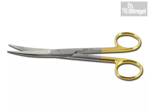 Gold - Olló 14.5cm, Hajlított, Hegyes/Hegyes Tungsten Karbon