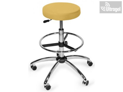 Laborszék, Vizsgálószék kerekes, lábtartó gyűrűvel - rozsdamentes talp