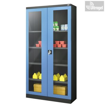   Műszerszekrény plexi üveges, fém, 2 ajtós - 199x100x43,5 cm