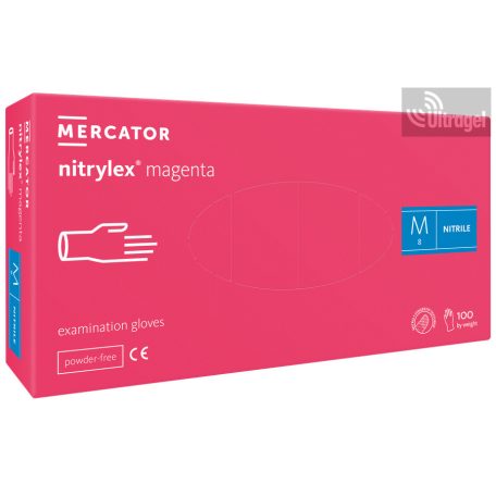 Mercator nitrylex® magenta - PÚDERMENTES NITRIL vizsgálókesztyű, pink