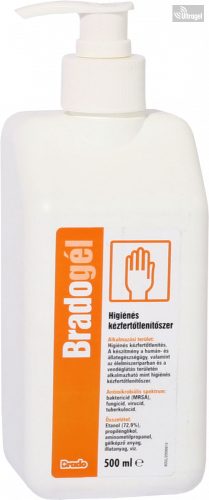 BradoGEL- higiénés kézfertőtlenítő és bemosakodó gél PUMPÁVAL - 500 ml