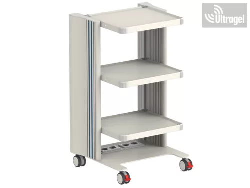 Műszerkocsi 40x36cm, 3 polcos - 4db 220V csatlakozóval