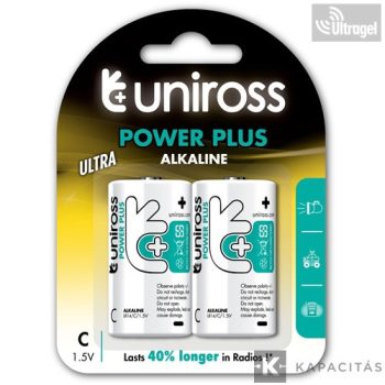 Uniross LR14/BP2 1,5V C/baby tartós alkáli elem POWER PLUS