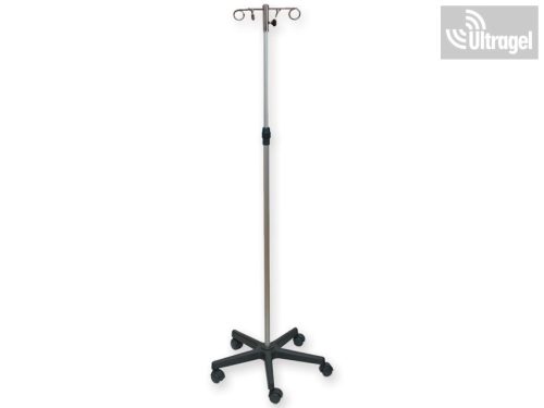 Infúziós állvány - 4 akasztós, rozsdamentes, műanyag talp