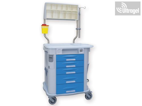 Aneszteziológiai és kötöző kocsi, 5 fiókos - AURION - 830x710mm