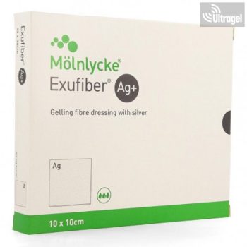   Mölnlycke Exufiber Ag+ 10x10cm - rostkötszer, üreges sebekhez