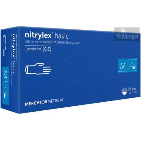 Mercator nitrylex® basic A100 blue - PÚDERMENTES NITRIL vizsgálókesztyű