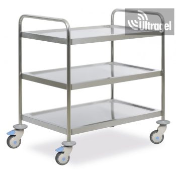   Rozsdamentes műszerkocsi, műszerasztal 3 polcos 95x55cm (perem nélküli)