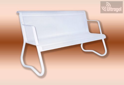 Várótermi pad - perforált lemezes, KARFÁVAL - 3 vagy 4 üléses