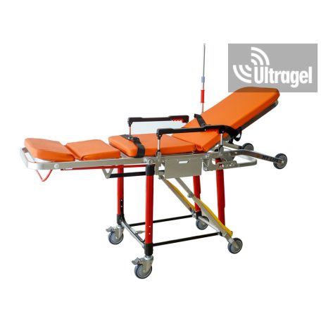 Stretcher bed lying and sitting, fold-down