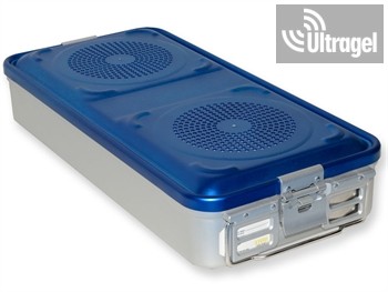 Sterilization box, 4 valves, blue, perforated (580x280x100 /135/150/200mm) 