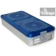 Sterilization box, 4 valves, blue, perforated (580x280x100 /135/150/200mm) 