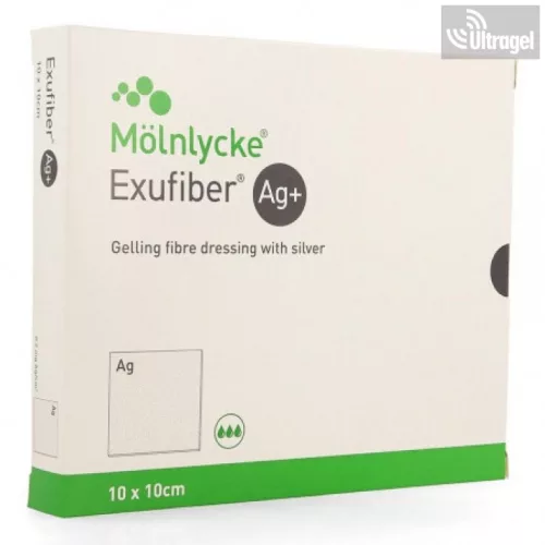 Mölnlycke Exufiber Ag+ 15x15cm - rostkötszer, üreges sebekhez