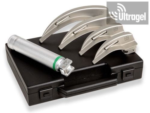 Laryngoscope set of 4 blades, fibre optic F.O. LED 2.5V or 3.5V