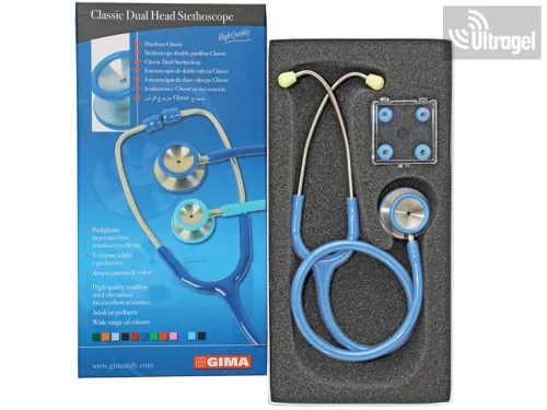 Fonendoscope with stainless steel head - adult, red