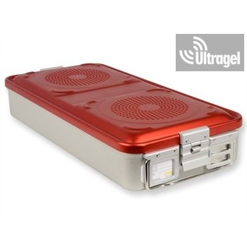 Sterilisation box, 2 valves, red (580x280x100/150mm)