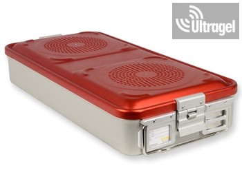 Sterilisation box, 2 valves, red (580x280x100/150mm)