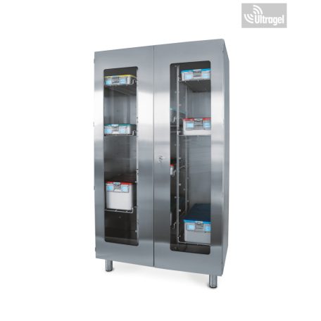 SterilIzatIon box holder metal cabinet with glass door, double wing (ISO or DIN)