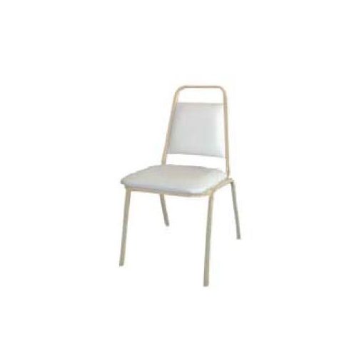 Kórtermi támlás szék, karfa nélkül - fehér váz, fehér műbőr