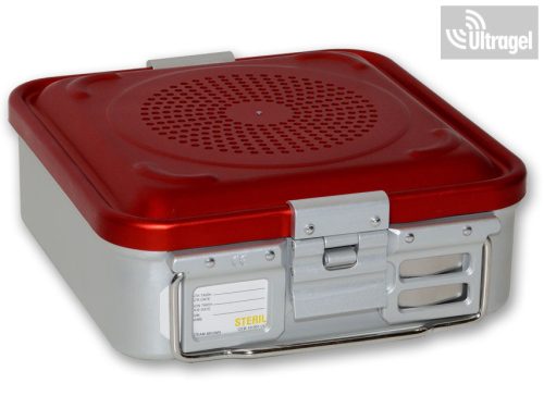 Sterilizáló doboz, 1 szeleppel, piros 285x280x100 /150mm