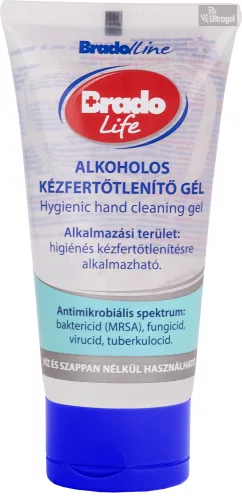 BradoLIFE GEL, alkoholos kézfertőtlenítő gél TUBUSBAN - 50 ml