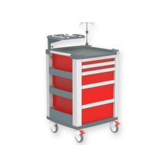 Equipment trolleys, bedding and multifunctional trolleys, anaesthesia, medicine distribution and emergency trolleys