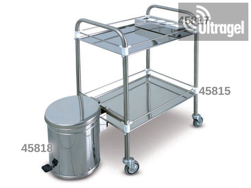 Kétpolcos rozsdamentes műszerkocsi | 60 × 40 cm – 2