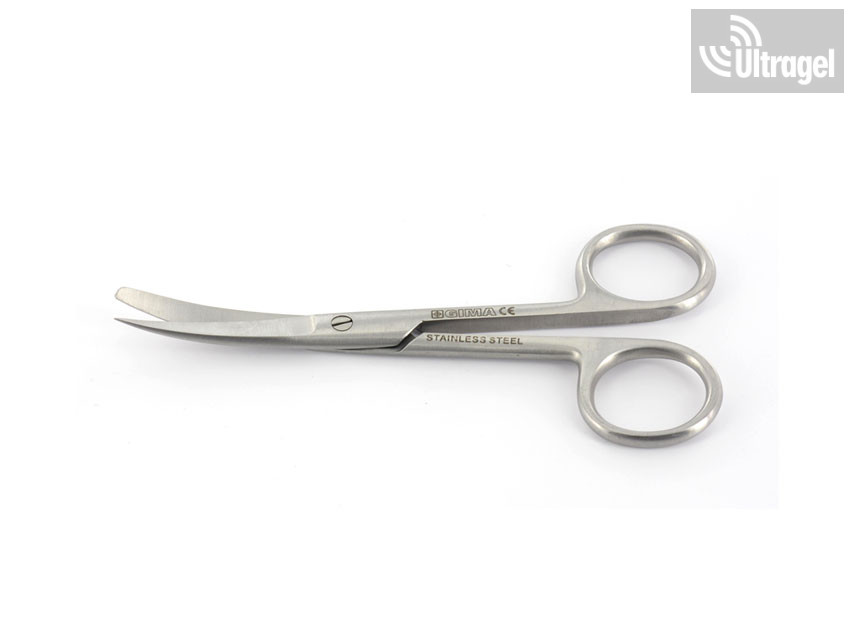 Hajlított sebészeti olló | tompa/hegyes, 18 cm – 1